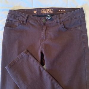 Brown, low rise pants, skinny leg by: Celebrity Pink Size 7 Juniors gently used